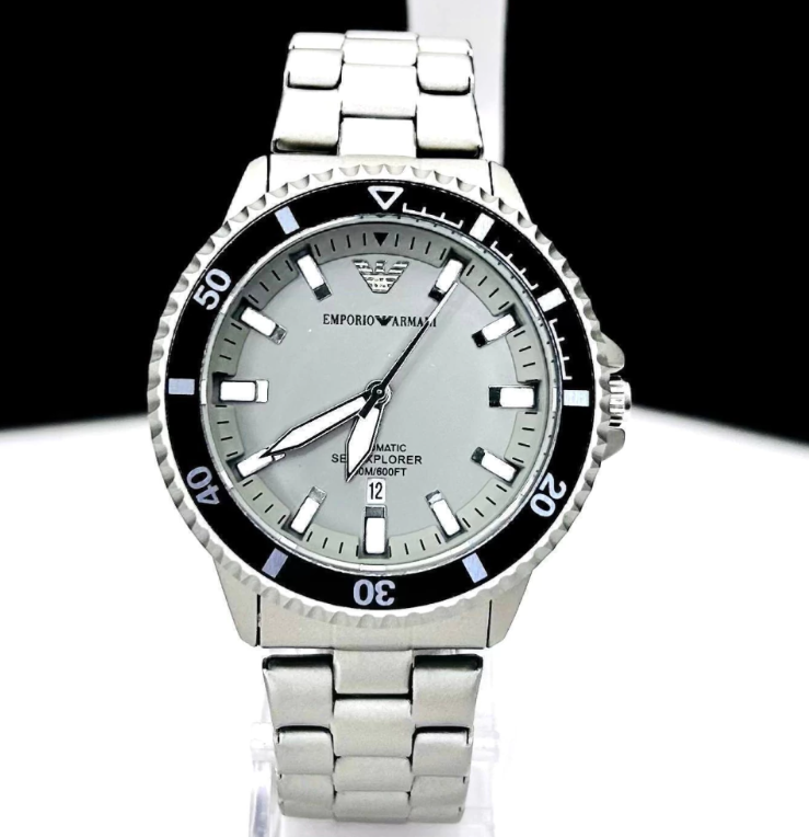 Primeira linha - Sea Explorer TP - Cinza - Pulseira de aço - À PROVA D’ÁGUA
